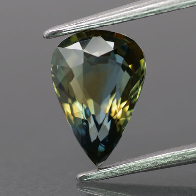 Sapphire | GRA Certified | natural, bi-color: teal & yellow, pear-cut, *9x6mm, 1.5ct - Eden Garden Jewelry™