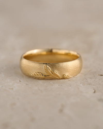 Comfort Fit 6mm Unisex Wedding Band with Leaf Motif / Matching Men's Band for Patricia - Eden Garden Jewelry™