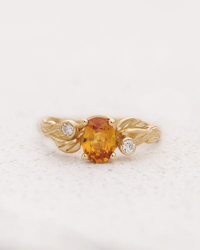 Branch engagement ring with orange sapphire and diamonds / Arius - Eden Garden Jewelry™