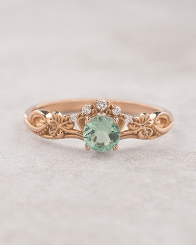 Mint green tourmaline engagement ring / Horta - Eden Garden Jewelry™