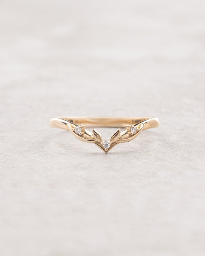 Tiny leaves diamond wedding band, matching ring for Verbena - Eden Garden Jewelry™