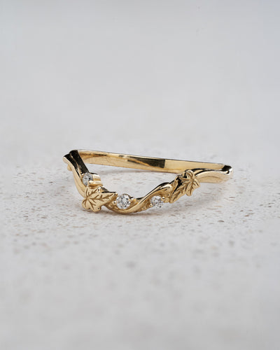 Curved ivy leaves wedding band with diamonds | Matching ring for Undina Ivy - Eden Garden Jewelry™