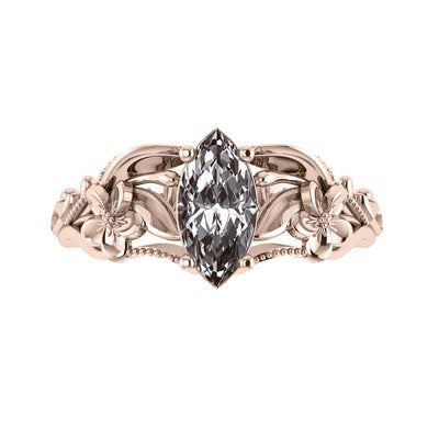 Eloise | custom bridal ring set, marquise-cut 10x5 mm - Eden Garden Jewelry™