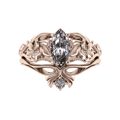 Eloise | custom bridal ring set, marquise-cut 10x5 mm - Eden Garden Jewelry™