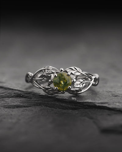 Natural Opalescent Sapphire Engagement Ring / Tilia, 5mm - Eden Garden Jewelry™