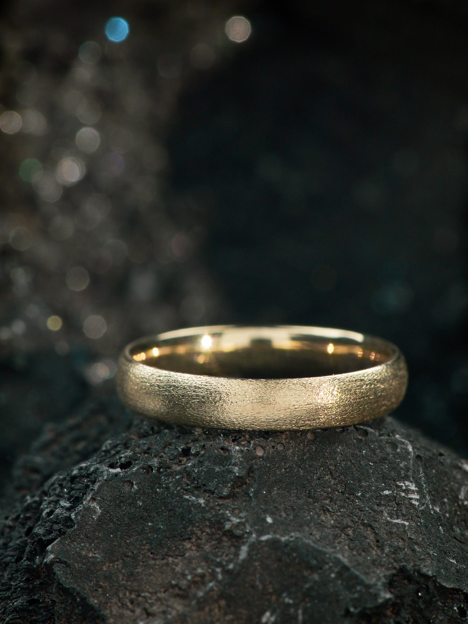 Satin Finish Wedding Band Classical Gold Wedding Ring