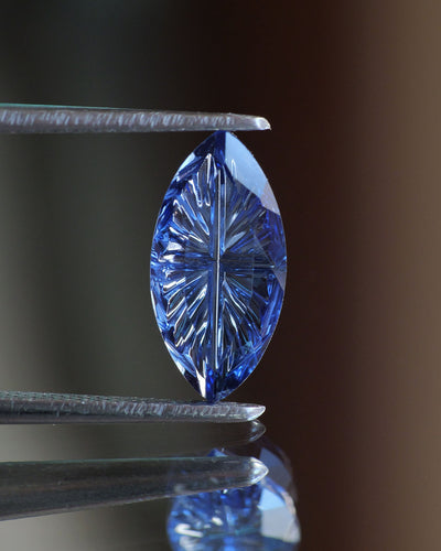 Sapphire | lab-grown, blue color, marquise shape, fantasy-cut, *12x6mm, 2ct - Eden Garden Jewelry™