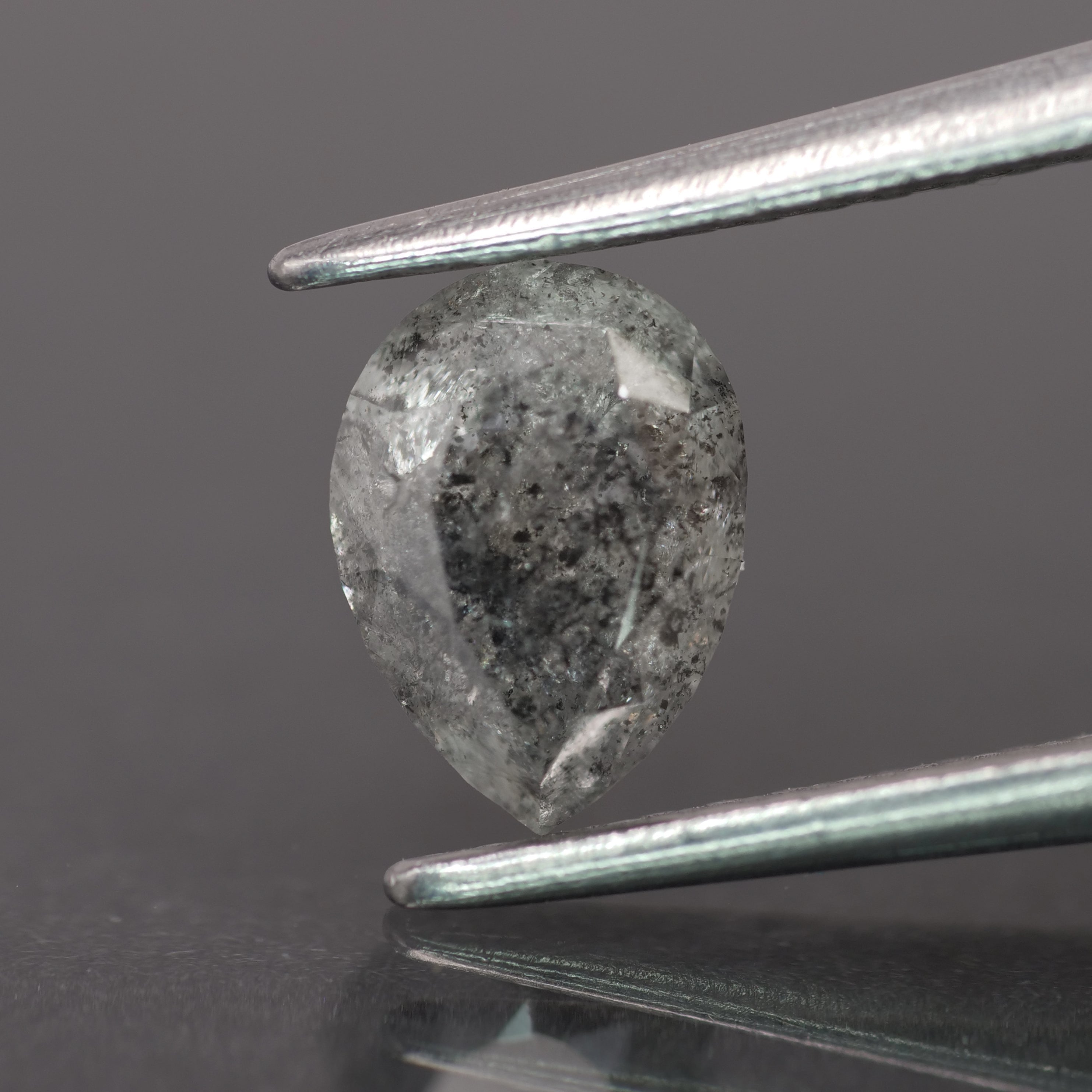 Salt Pepper diamond natural, pear-cut, *7x5mm, – Eden