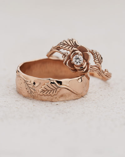 Couple Ring Set with Engagement Ring and Wedding Band - Eden Garden Jewelry™
