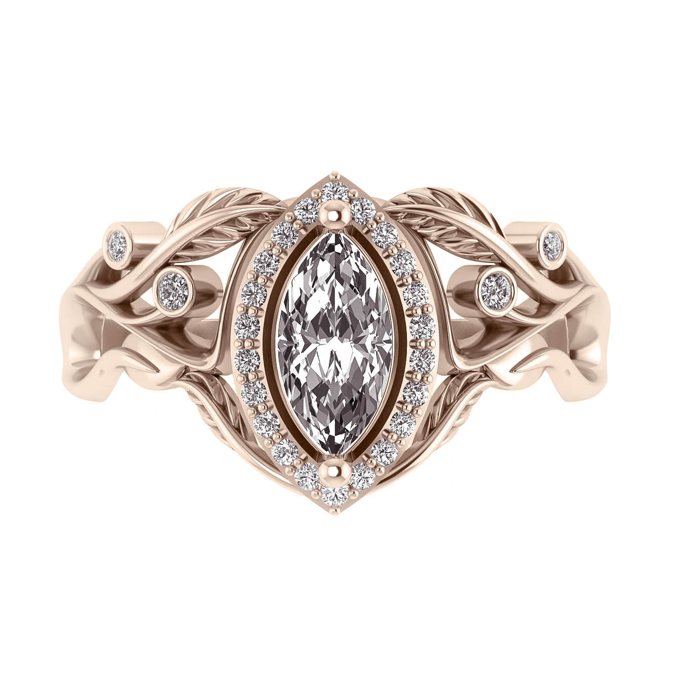 Callisto | marquise gemstone & diamond halo engagement ring setting - Eden Garden Jewelry™