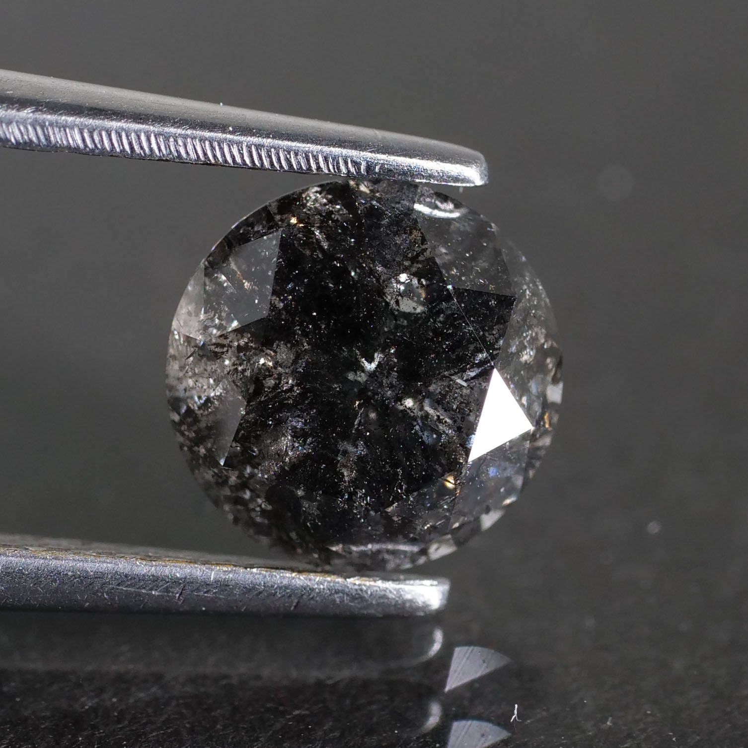 Salt & Pepper diamond | natural, round cut 6.5mm, 1ct - Eden Garden Jewelry™