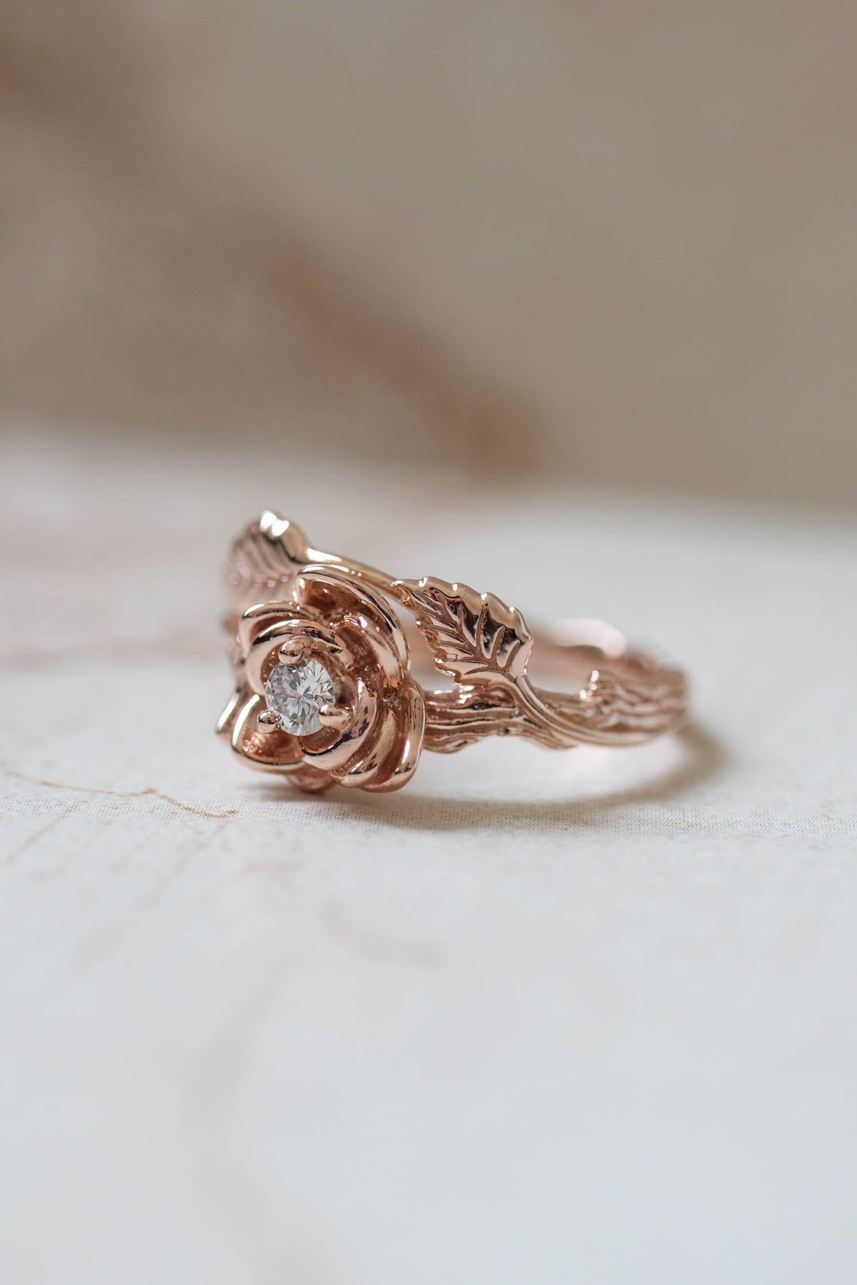 Rose flower engagement ring | Choose a gemstone for your custom ring - Eden Garden Jewelry™