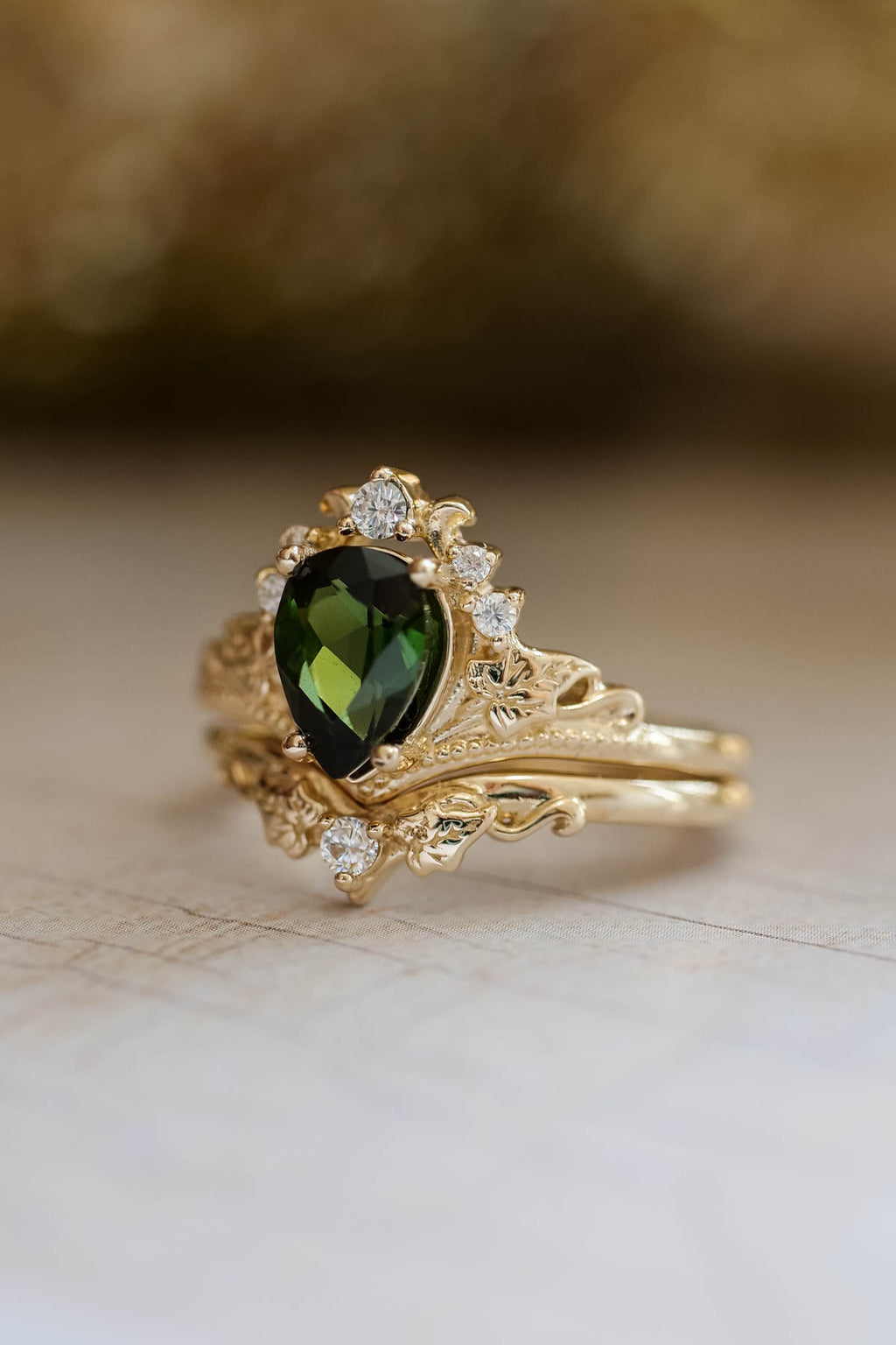 Dainty shops Green Tourmaline Artisan Ring