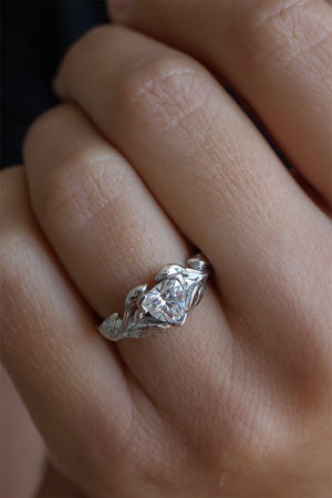 Moissanite gold engagement ring, trillion cut proposal ring / Clematis - Eden Garden Jewelry™
