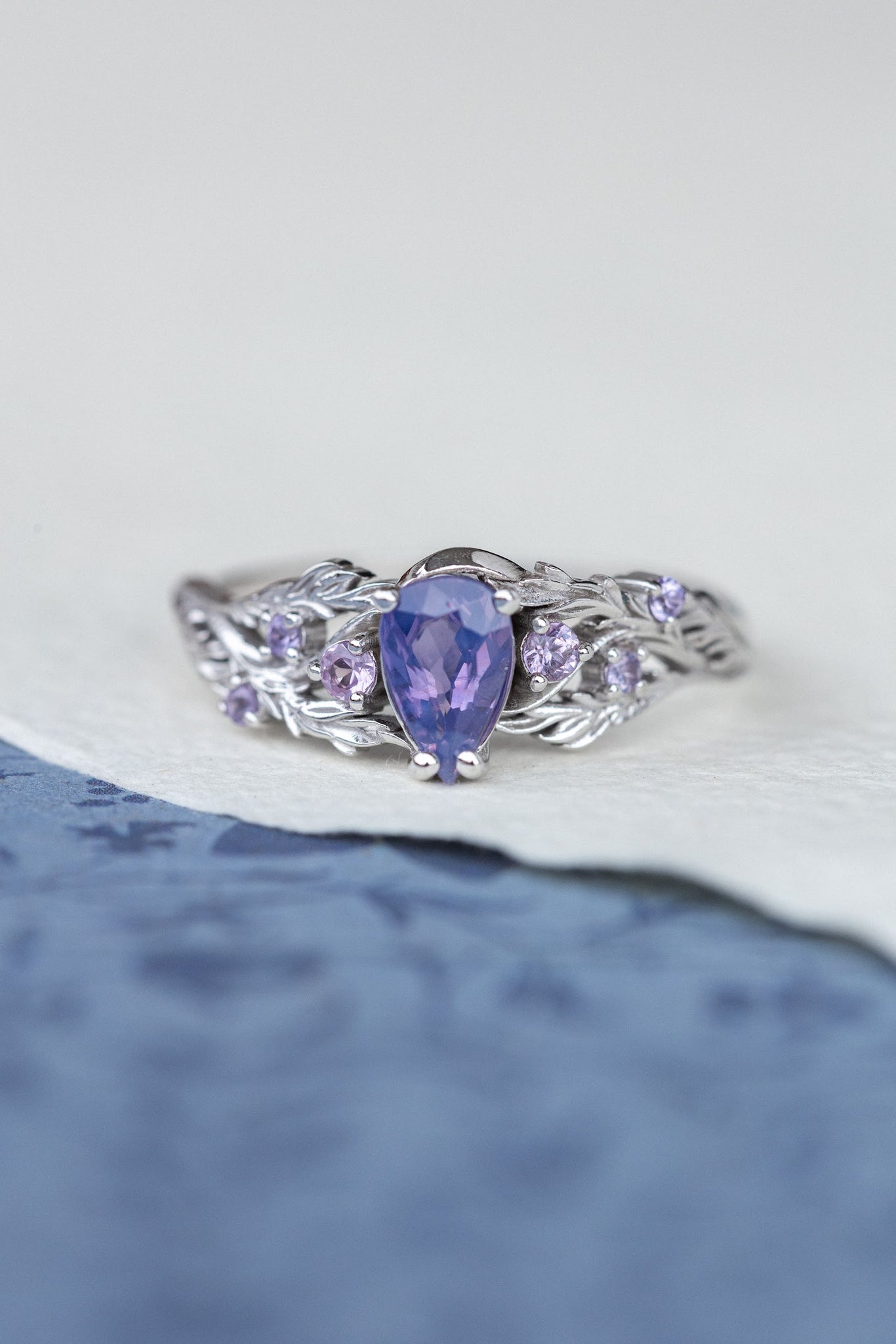 Opalescent sapphire engagement rings