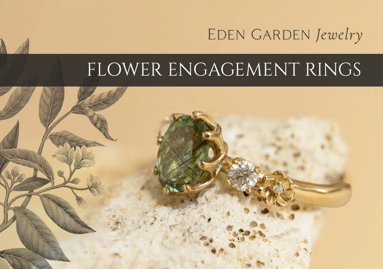 Gold flower engagement rings