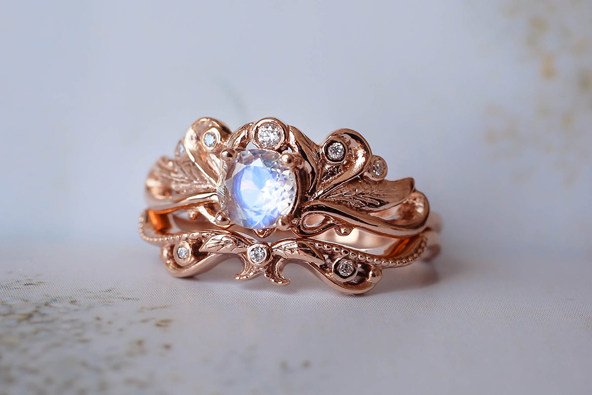 Moonstone engagement ring rose gold
