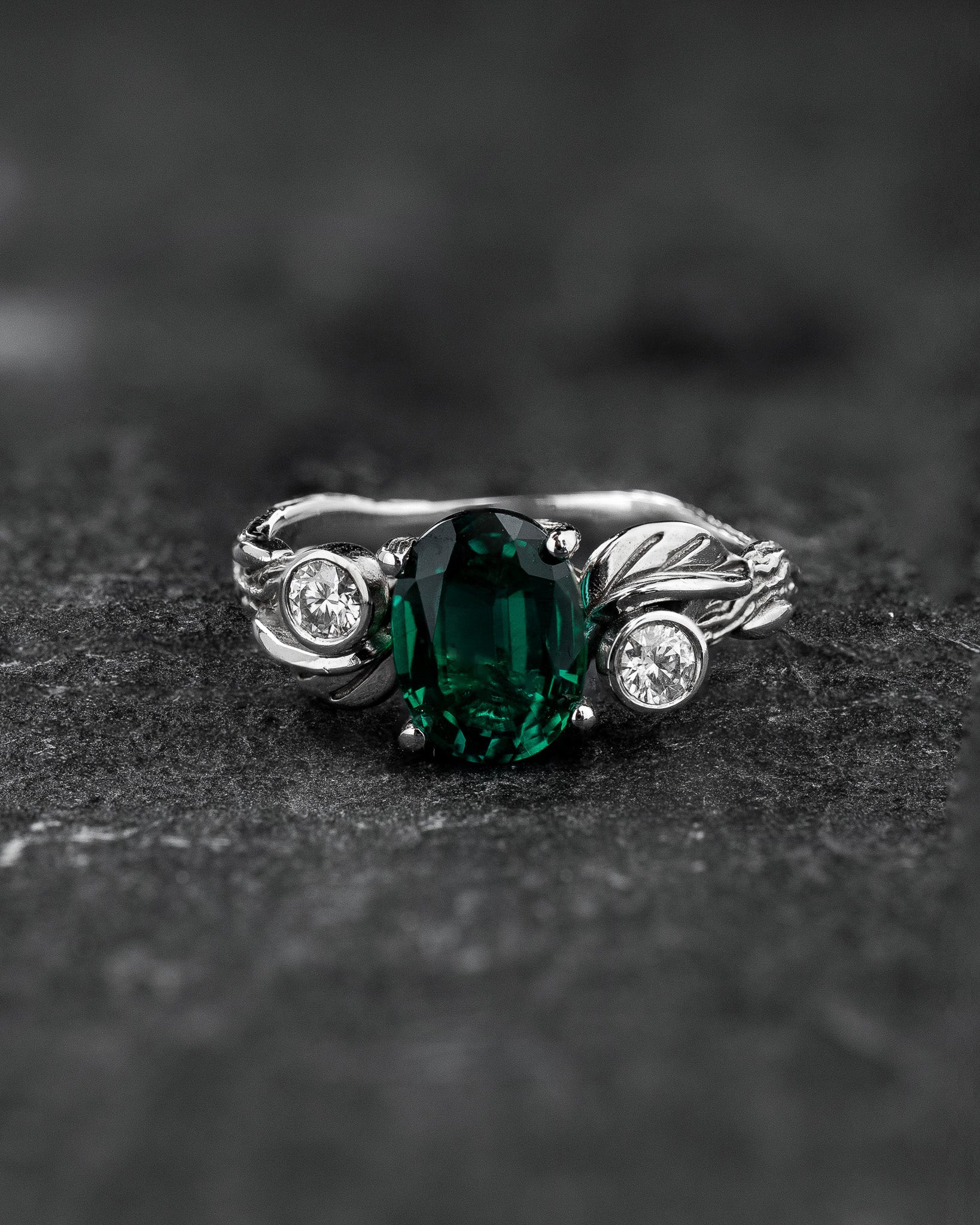 Branch engagement ring with stacking wedding band