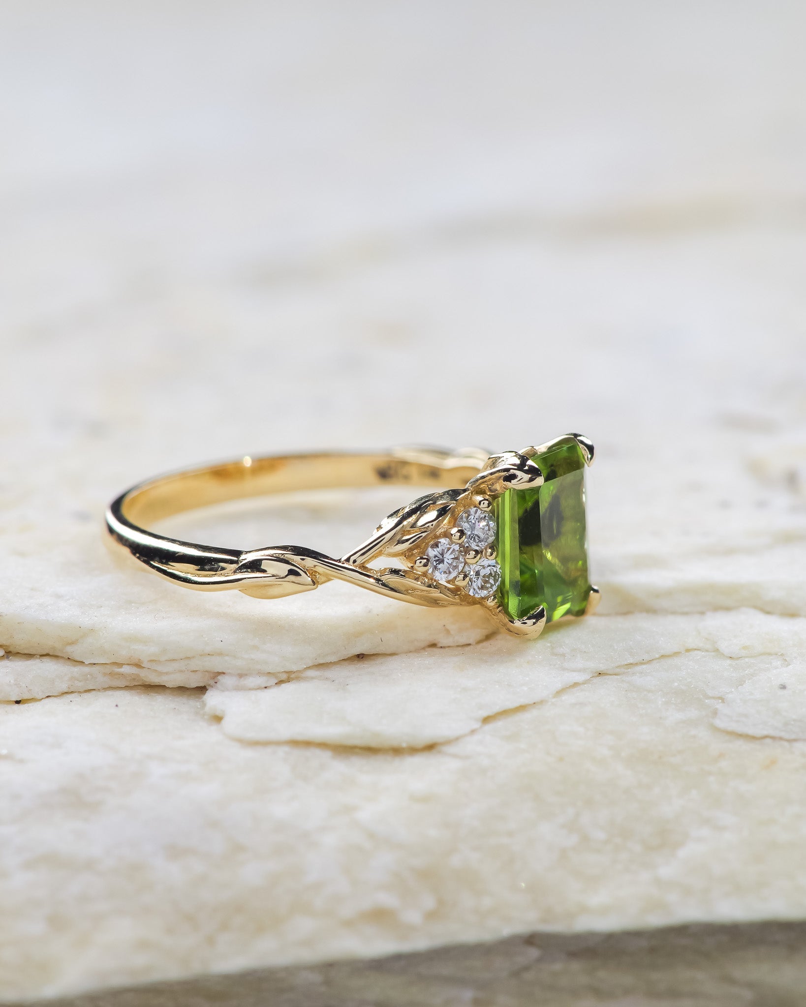 emerald cut engagement rings, nature inspired ring for woman