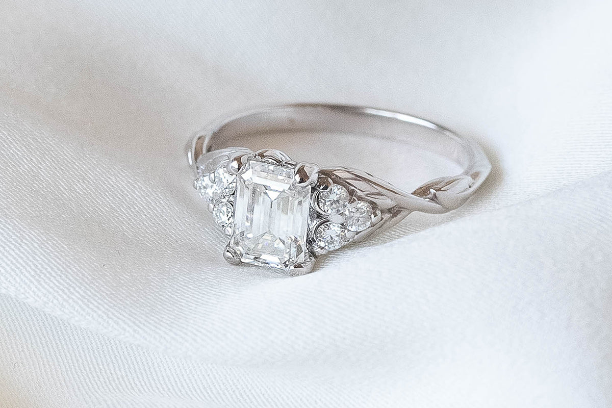 emerald cut engagement rings, nature inspired ring for woman
