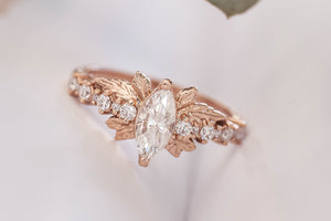 Marquise engagement rings with leaves