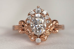 Baroque style rings, diamond crown gold stacking ring set