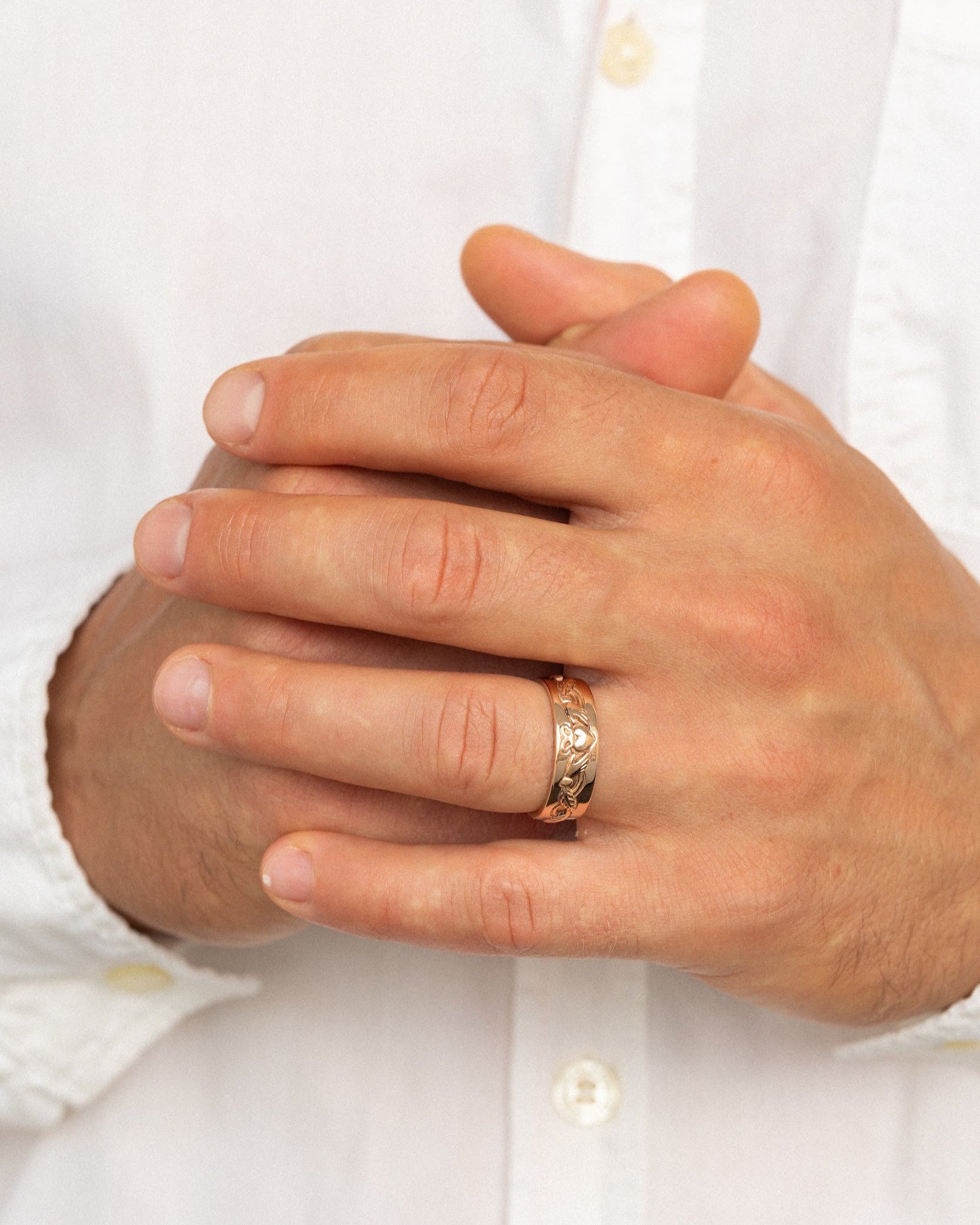 Gold Claddagh ring for men, Celtic wedding band - Eden Garden Jewelry™