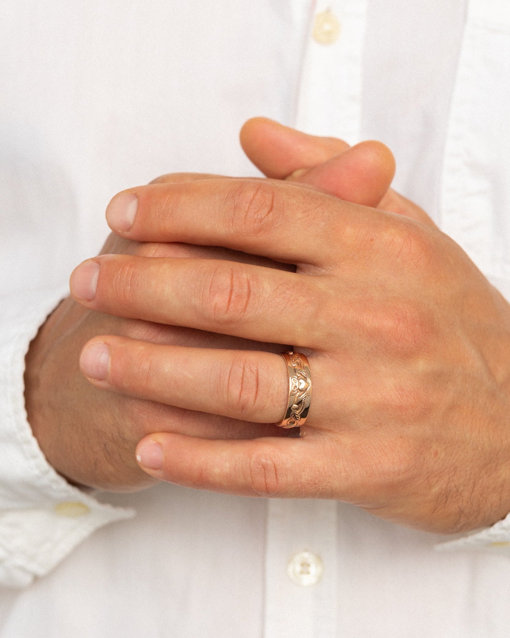 Gold Claddagh ring for men, Celtic wedding band - Eden Garden Jewelry™