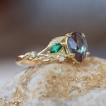 Colour changing alexandrite engagement ring, gold vines proposal ring / Patricia - Eden Garden Jewelry™