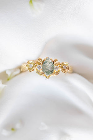Adelina | floral engagement ring setting, pear cut gemstone - Eden Garden Jewelry™