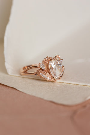 Lab grown diamond engagement ring, rose gold ring with pear cut gemstone / Adonis - Eden Garden Jewelry™