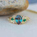 Colour changing alexandrite engagement ring, gold vines proposal ring / Patricia - Eden Garden Jewelry™