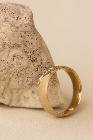 Palm leaf wedding band, sandblast finish, 6 mm wide - Eden Garden Jewelry™