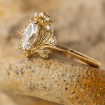 Lab grown diamond engagement ring, gold flower ring with diamonds / Iris - Eden Garden Jewelry™