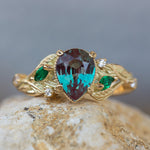 Colour changing alexandrite engagement ring, gold vines proposal ring / Patricia - Eden Garden Jewelry™