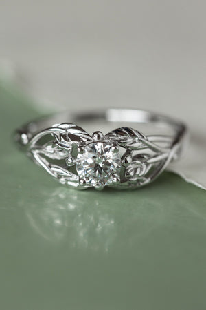 Lab grown diamond branch engagement ring, white gold ring with ethical diamond / Tilia - Eden Garden Jewelry™