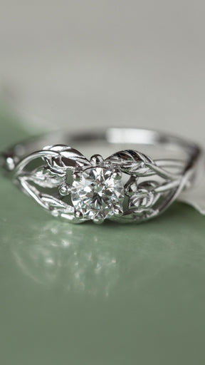 Lab grown diamond branch engagement ring, white gold ring with ethical diamond / Tilia - Eden Garden Jewelry™