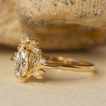 Lab grown diamond engagement ring, gold flower ring with diamonds / Iris - Eden Garden Jewelry™