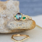 Colour changing alexandrite engagement ring, gold vines proposal ring / Patricia - Eden Garden Jewelry™