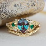 Colour changing alexandrite engagement ring, gold vines proposal ring / Patricia - Eden Garden Jewelry™