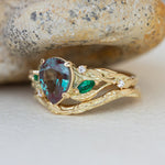 Colour changing alexandrite engagement ring, gold vines proposal ring / Patricia - Eden Garden Jewelry™