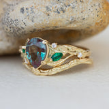 Colour changing alexandrite engagement ring, gold vines proposal ring / Patricia - Eden Garden Jewelry™