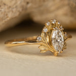 Lab grown diamond engagement ring, gold flower ring with diamonds / Iris - Eden Garden Jewelry™