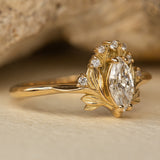 Lab grown diamond engagement ring, gold flower ring with diamonds / Iris - Eden Garden Jewelry™