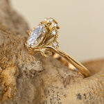 Lab grown diamond engagement ring, gold flower ring with diamonds / Iris - Eden Garden Jewelry™