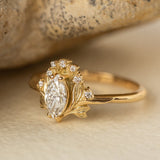 Lab grown diamond engagement ring, gold flower ring with diamonds / Iris - Eden Garden Jewelry™