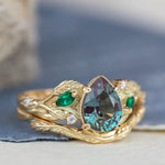 Colour changing alexandrite engagement ring, gold vines proposal ring / Patricia - Eden Garden Jewelry™