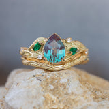 Colour changing alexandrite engagement ring, gold vines proposal ring / Patricia - Eden Garden Jewelry™