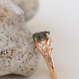 READY TO SHIP: Wisteria ring in 18K rose gold, pear moss agate, accents lab grown diamonds, RING SIZE: 5.75 - 8.75 US