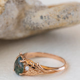 READY TO SHIP: Wisteria ring in 18K rose gold, pear moss agate, accents lab grown diamonds, RING SIZE: 5.75 - 8.75 US